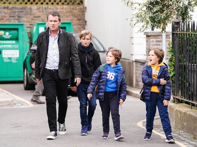 Alfie and the kids on EastEnders on October 3, 2022