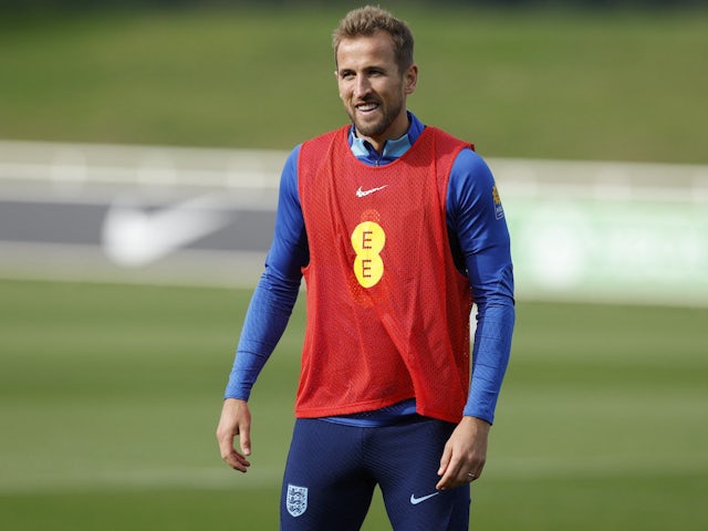 Harry Kane during training in England on 22nd September 2022