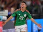 Hirving Lozano celebrates scoring for Mexico on September 24, 2022