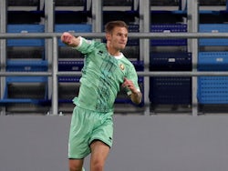 Ivan Bakhar celebrates scoring for Belarus on September 25, 2022