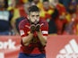 Jordi Alba celebrates scoring for Spain on September 24, 2022