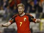 Kevin De Bruyne celebrates scoring for Belgium on September 22, 2022