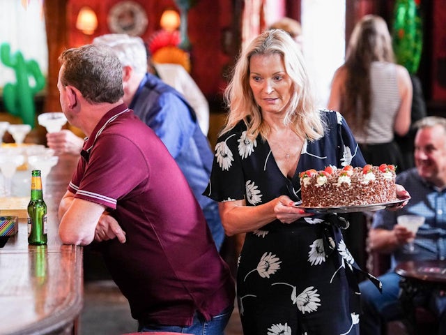 Kathy and a cake on EastEnders on October 5, 2022