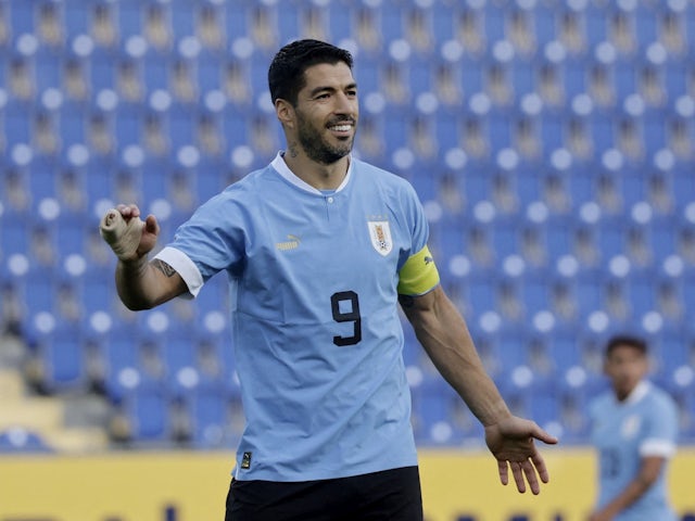 Luis Suarez in action for Uruguay on September 23, 2022