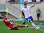 Faroe Islands' Meinhard Olsen in action with Luxembourg's Maxime Chanot on June 14, 2022