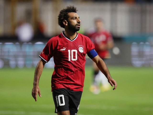Mohamed Salah in actie voor Egypte op 23 september 2022