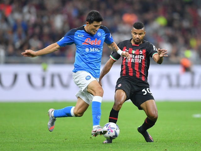 Napoli's Kim Min-jae in action with AC Milan's Junior Messias in September 2022