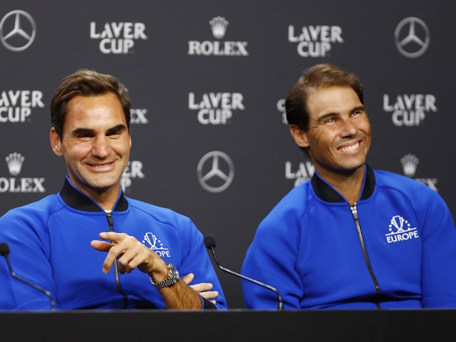 Roger Federer y Rafael Nadal del Team Europe durante una conferencia de prensa el 22 de septiembre de 2022