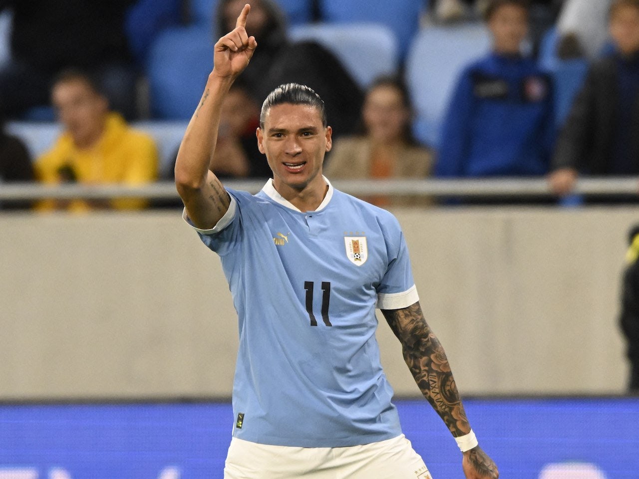 Darwin Nunez celebrates scoring for Uruguay on September 27, 2022 - Sports  Mole
