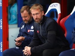Chelsea head coach Graham Potter in the dugout against Crystal Palace on October 1, 2022.