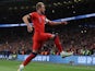Harry Kane celebrates scoring for England on September 26, 2022