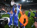 Chelsea midfielder John Obi Mikel lifting the Champions League trophy in 2012.