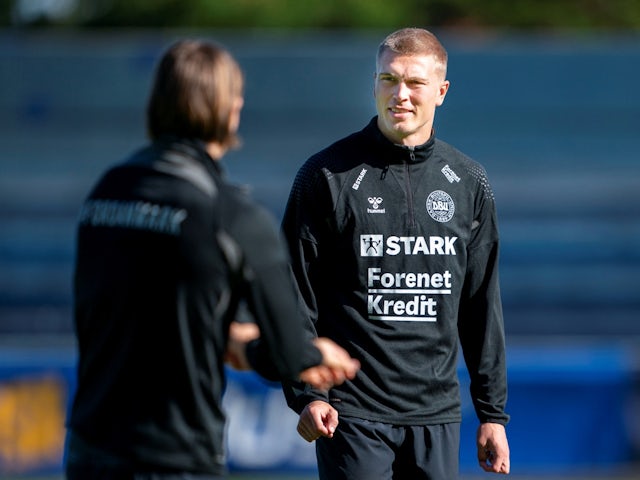 Denmark's Rasmus Kristensen pictured during training on September 20, 2022