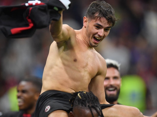 Brahim Diaz celebrates scoring for AC Milan on October 8, 2022