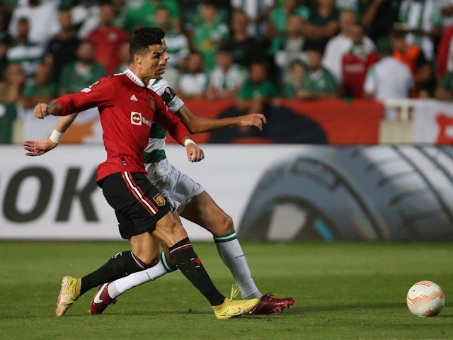 Manchester United's Cristiano Ronaldo in action against Omonia on October 6, 2022