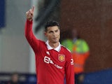 Cristiano Ronaldo celebrates scoring for Manchester United on October 9, 2022