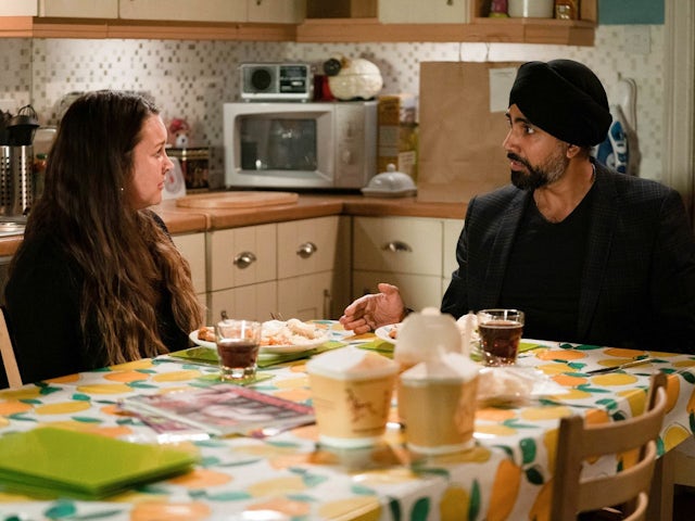 Stacey and Kheerat on EastEnders on October 18, 2022