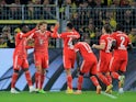 Bayern Munich's Leon Goretzka celebrates scoring against Borussia Dortmund on October 8, 2022