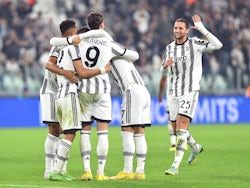 Juventus' Dusan Vlahovic celebrates scoring against Maccabi Haifa on October 5, 2022