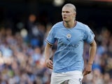 Erling Braut Haaland in action for Manchester City on October 8, 2022
