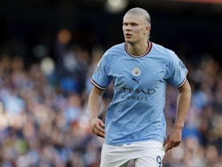 Erling Braut Haaland in action for Manchester City on October 8, 2022
