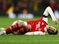 Arsenal's Fabio Vieira goes down injured on October 6, 2022