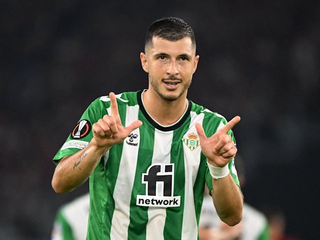 Guido Rodriguez celebrates scoring a goal for Real Betis on October 6, 2022