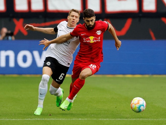 RB Leipzig's Josko Gvardiol in action with Eintracht Frankfurt's Kristijan Jakic on September 3, 2022