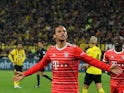Leroy Sane celebrates scoring for Bayern Munich on October 8, 2022