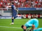 Lionel Messi celebrates scoring for Paris Saint-Germain against Benfica on October 5, 2022