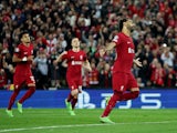 Liverpool's Mohamed Salah celebrates scoring their second goal on October 4, 2022