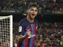 Pedri celebrates scoring for Barcelona on October 9, 2022