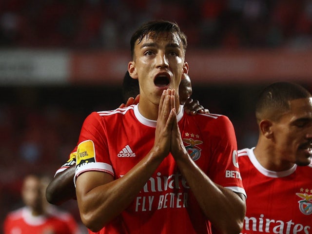 Petar Musa celebrates scoring for Benfica on October 8, 2022