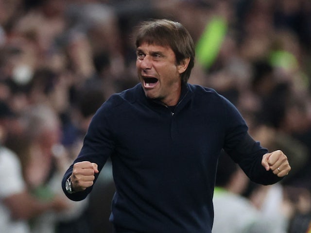 Tottenham Hotspur manager Antonio Conte celebrates on October 12, 2022