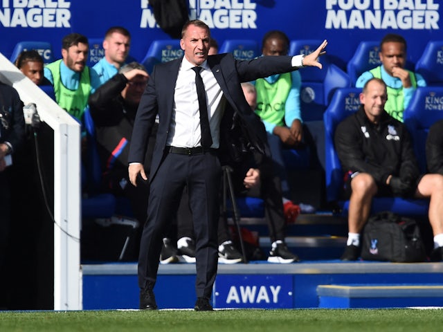Leicester City boss Brendan Rodgers during game against Crystal Palace on October 15, 2022.