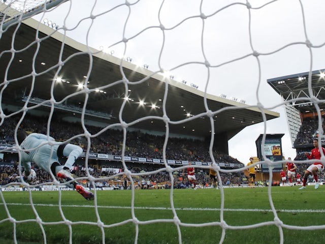 Wolverhampton Wanderers goalkeeper Jose Sa saving a penalty from Nottingham Forest forward Brennan Johnson on October 15, 2022.