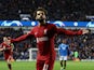 Liverpool attacker Mohamed Salah celebrates scoring against Rangers on October 11, 2022