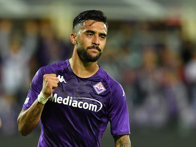 Nicolas Gonzalez festeggia il gol della Fiorentina il 13 ottobre 2022