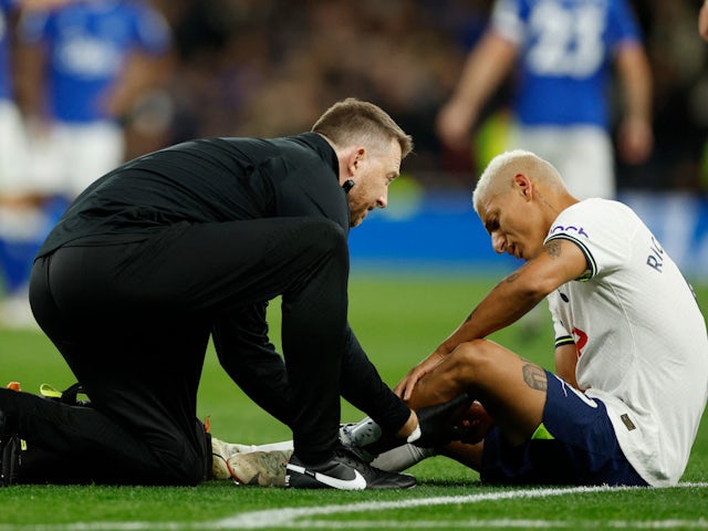 Richarlison goes down injured for Tottenham Hotspur on October 15, 2022