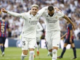 Real Madrid's Federico Valverde celebrates scoring against Barcelona on October 16, 2022