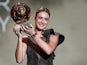 Barcelona's Alexia Putellas celebrates winning the Women's Ballon d'Or on October 17, 2022