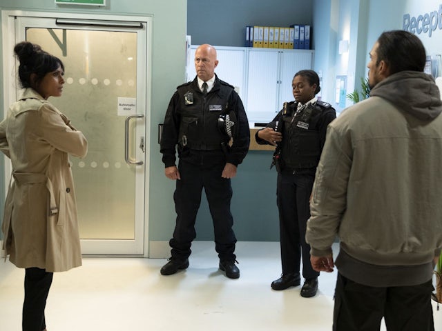Nina, Ravi and the police on EastEnders on October 31, 2022