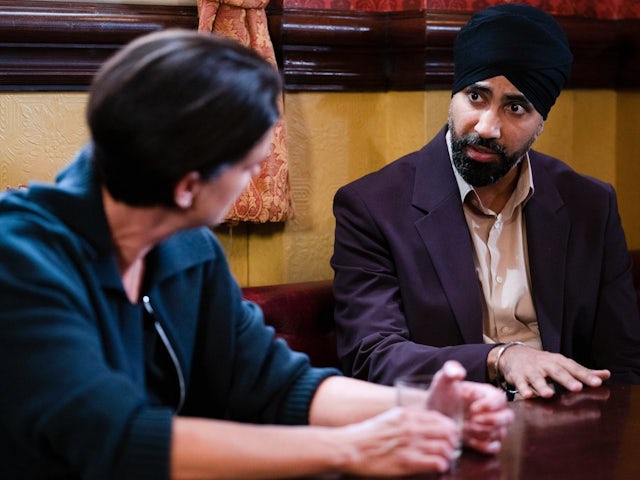 Eve and Kheerat on EastEnders on October 27, 2022