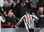 Newcastle United's Miguel Almiron celebrates scoring against Everton on October 19, 2022