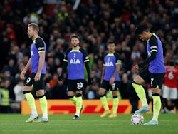 Tottenham Hotspur players look dejected after Fred scores for Manchester United on October 19, 2022