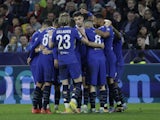 Chelsea celebrate Kai Havertz's goal against Red Bull Salzburg on October 25, 2022.