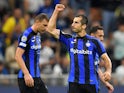 Inter Milan's Henrikh Mkhitaryan celebrates scoring against Viktoria Plzen on October 26, 2022