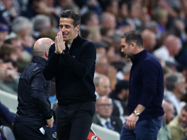 Fulham boss Marco Silva during goalless draw with Everton on October 29, 2022.