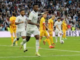 Real Madrid's Vinicius Junior celebrates scoring against Girona on October 30, 2022