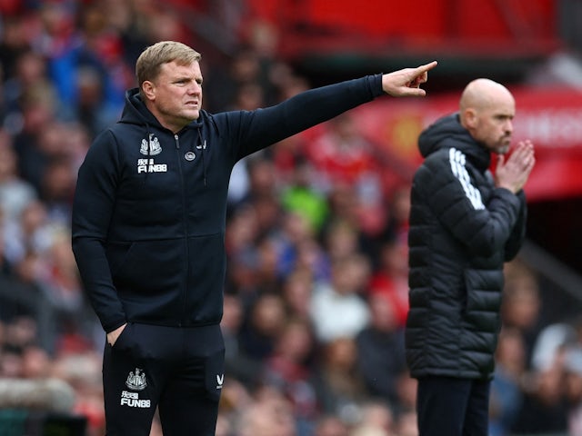 Newcastle United manager Eddie Howe and Manchester United manager Erik ten Hag pictured on October 16, 2022